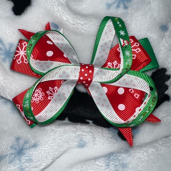 Other - Festive Christmas Red and Green Hair Bow NWOT